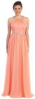 Halter neck Floor Length Formal Prom Dress with Rhinestones in Coral